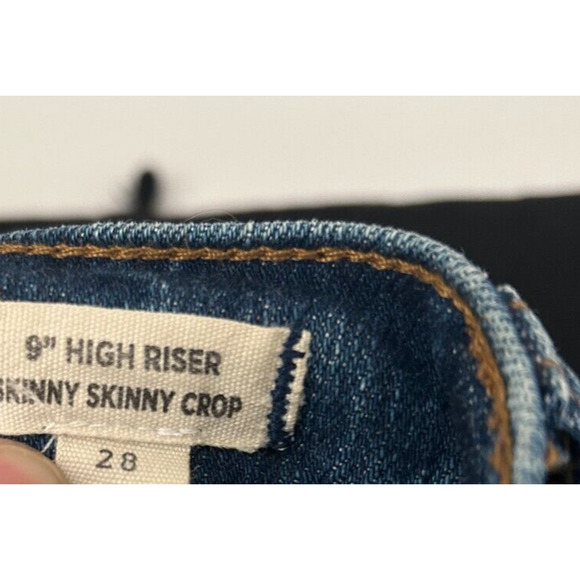 Madewell 9" High Riser Skinny Skinny Crop Jeans Women's 28 Blue Distressed Denim - Picture 7 of 8